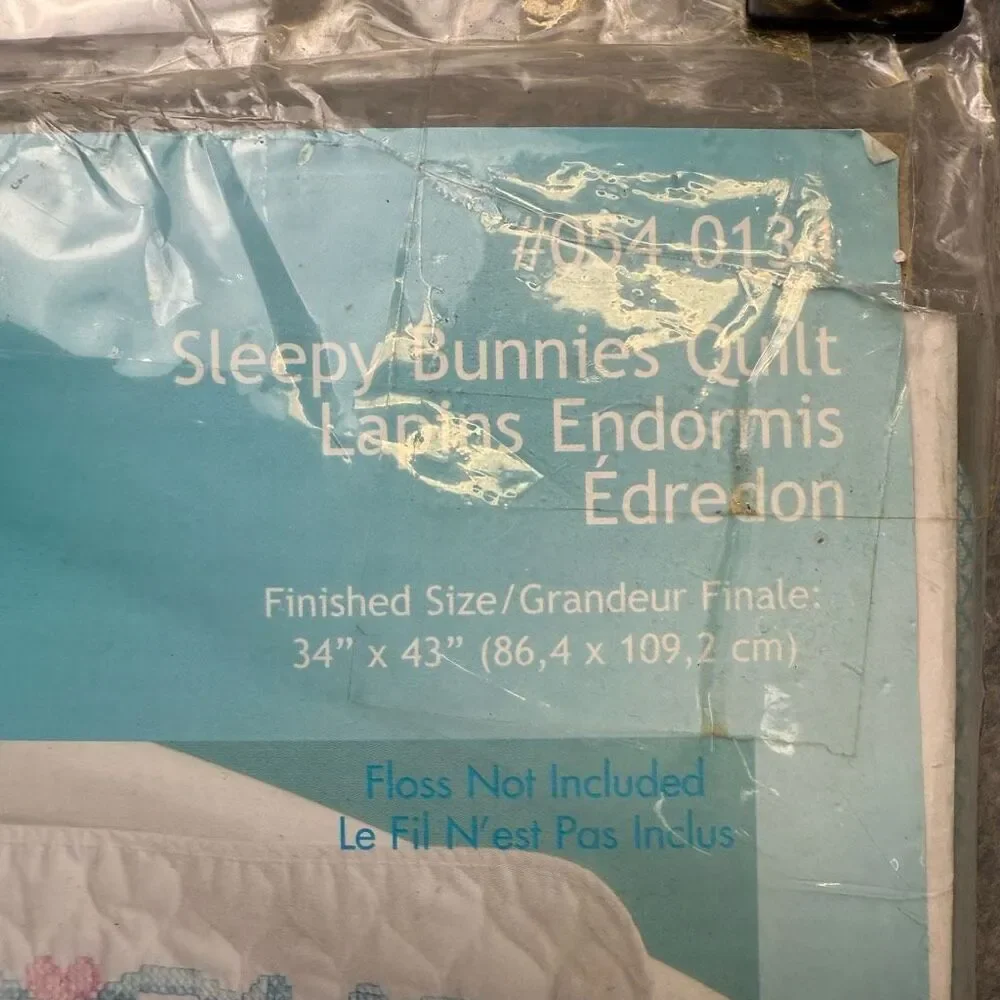 Vintage Janlynn Baby Easter Sleepy Bubby Quilt Cross Stitch 34x43